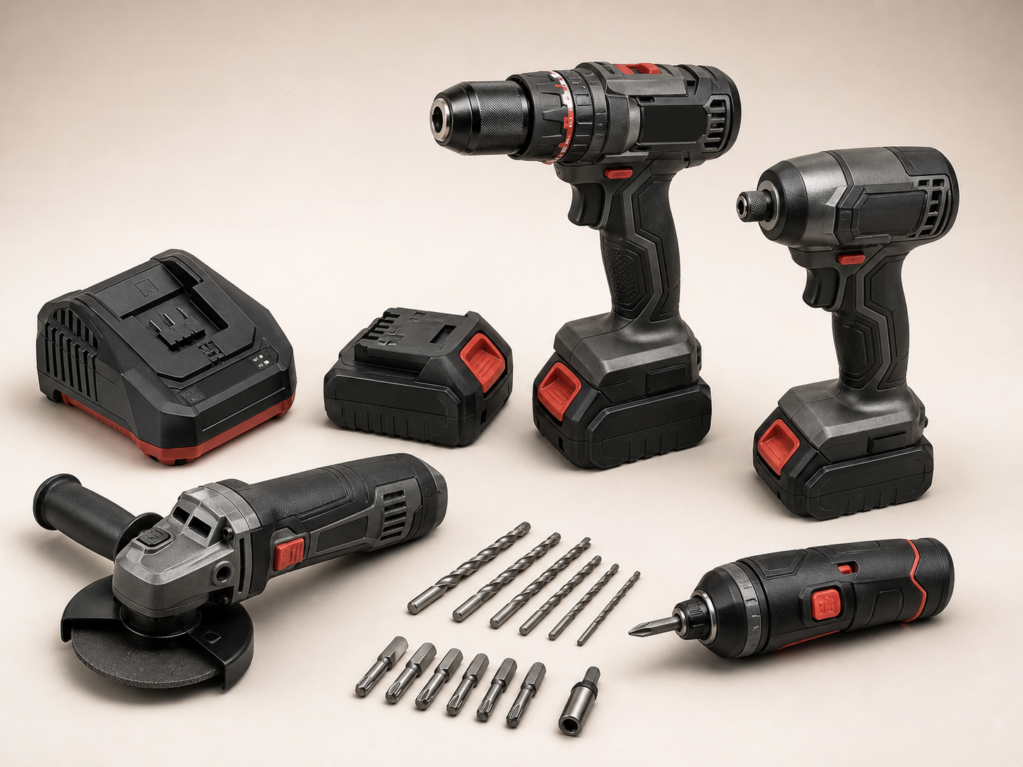 Cordless power tool set catalog image.